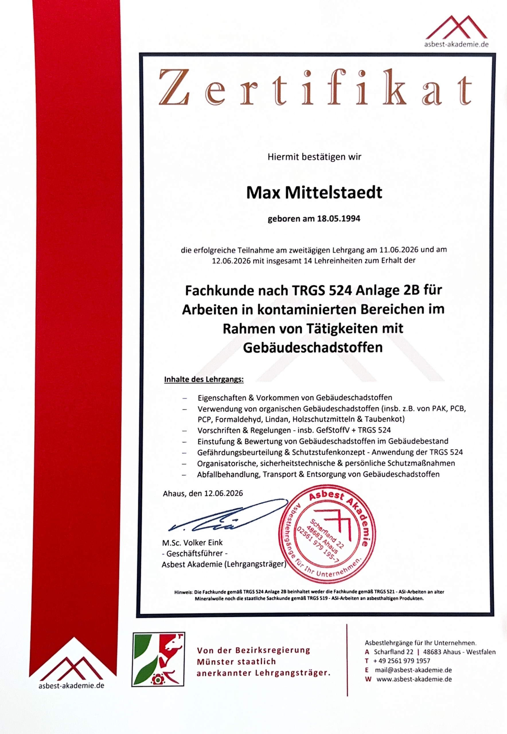 TRGS 524 Sachkunde PAK Holzschutzmittel ASI-Arbeiten
