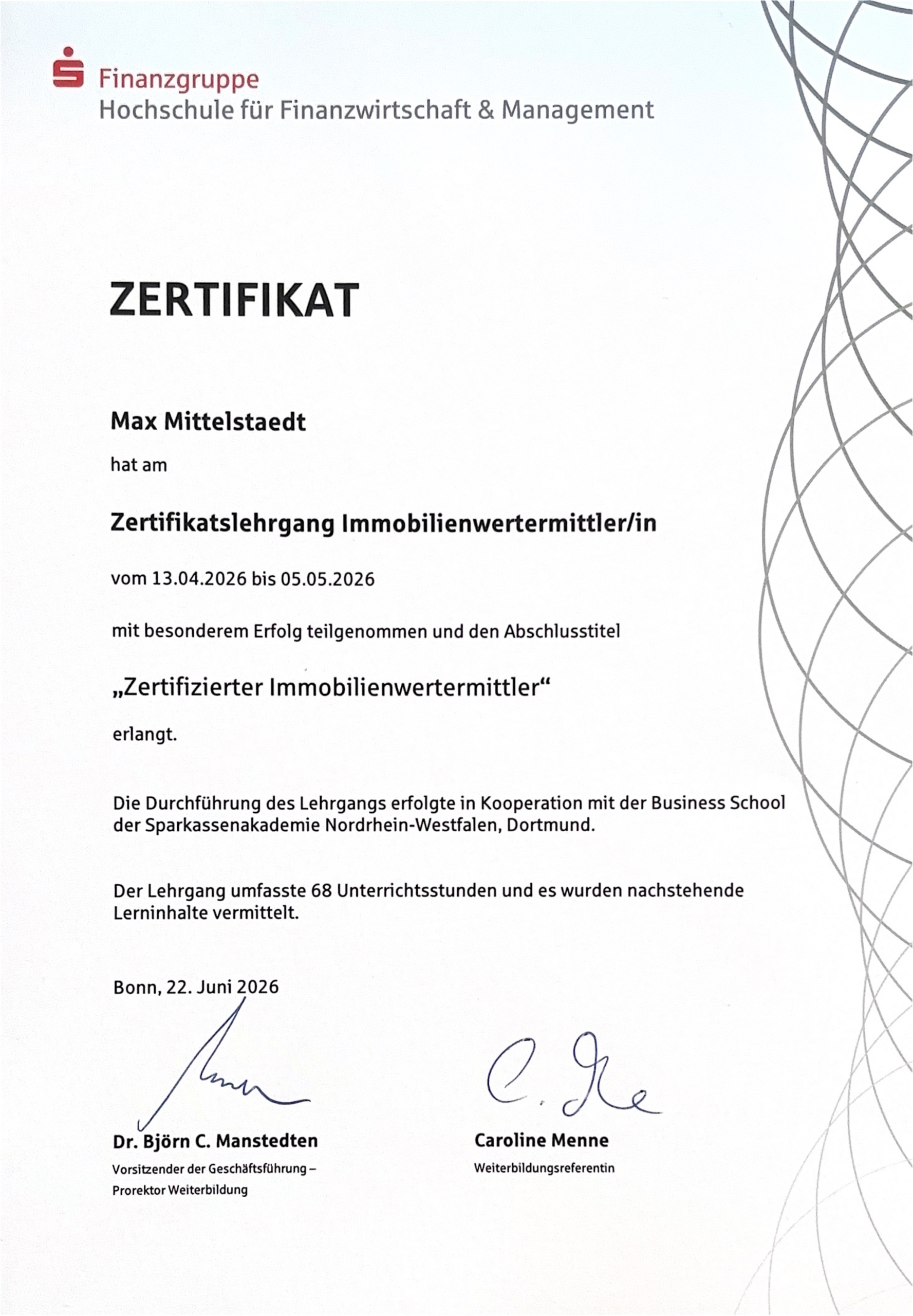 Zertifizierter Immobilienwertermittler Sparkassenakademie NRW